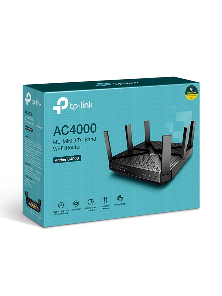 Wi-Fi роутер 2.4/5/5 ГГц 4000 Мбит/сек Archer C4000 трёхдиапазонный, гигабитный