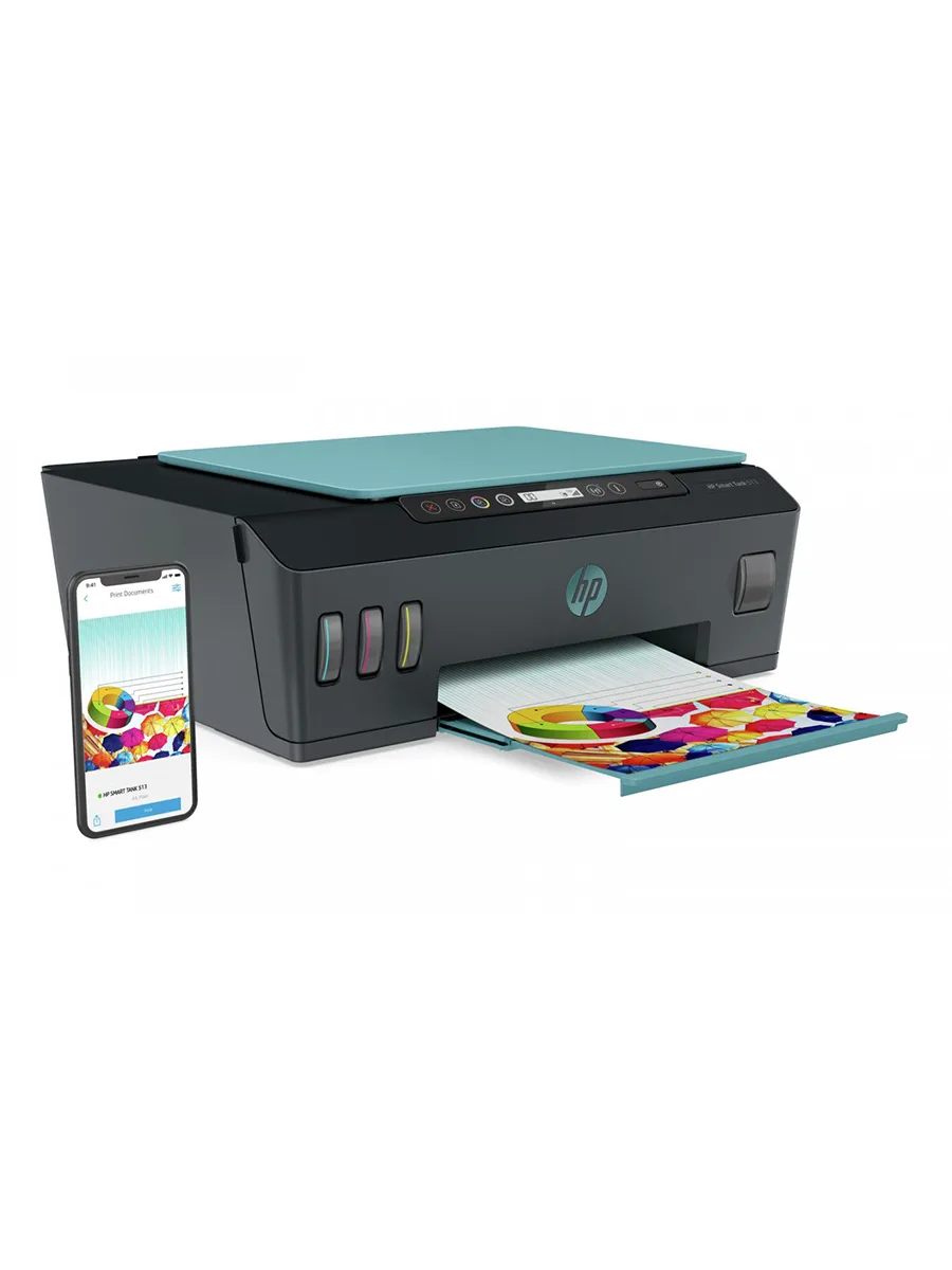 Струйный Wi-Fi Bluetooth принтер с цветной печатью HP Smart Tank 513 (9JF88A)