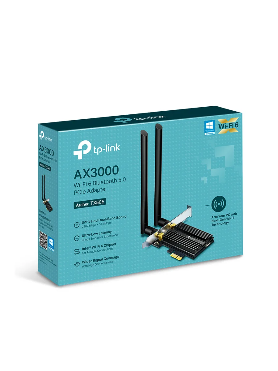 Wi-Fi Bluetooth-адаптер 2.4/5 ГГц TP-Link Archer TX50E AX3000 двухдиапазонный