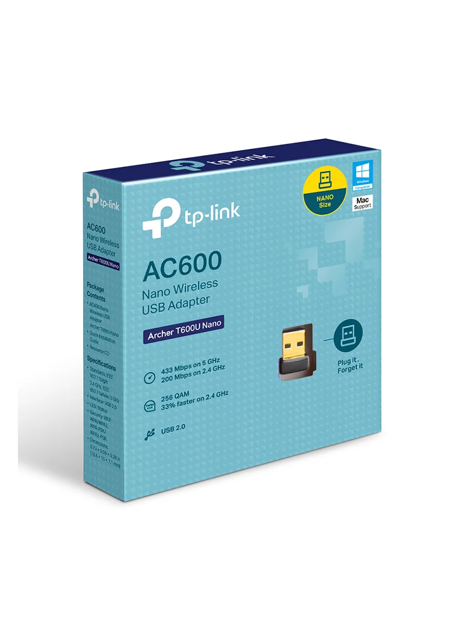 Wi-Fi USB-адаптер 2.4/5 ГГц  TP-Link Archer T600U Nano AC600 двухдиапазонный