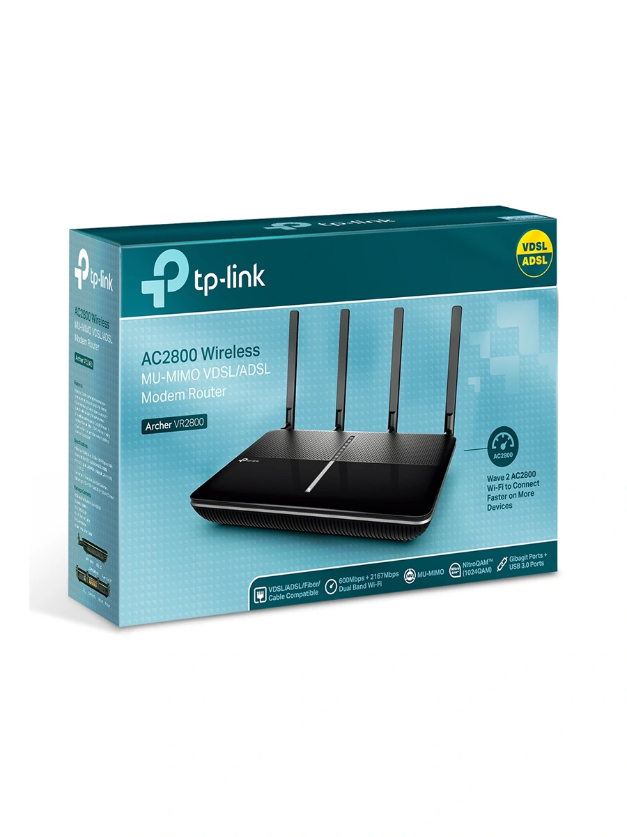 Wi-Fi роутер TP-Link Archer VR2800/AC2800 2.4/5 ГГц 2167 Мбит/сек