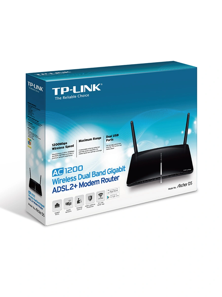 Wi-Fi роутер TP-Link Archer D5/AC1200 2.4/5 ГГц 1167 Мбит/сек