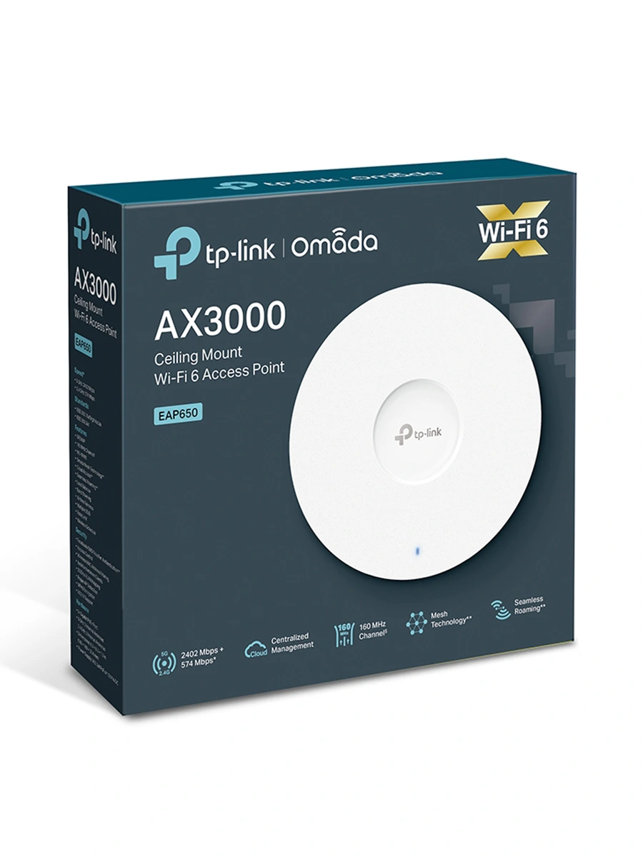 Wi-Fi точка доступа TP-Link EAP650 2.4/5 ГГц 2402 Мбит/сек