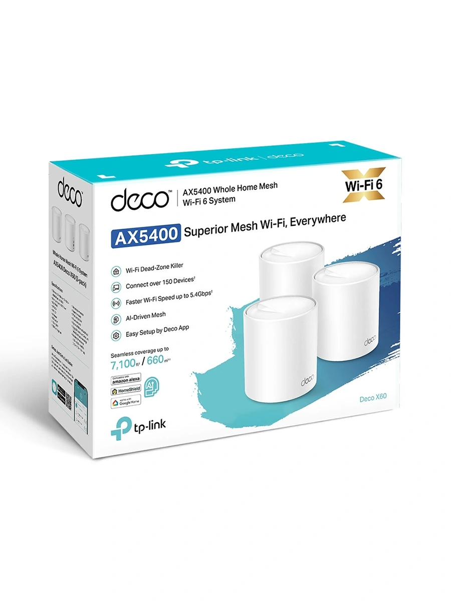 Wi-Fi Mesh система TP-Link Deco X60 (3-pack) 2.4/5 ГГц 2402 Мбит/с