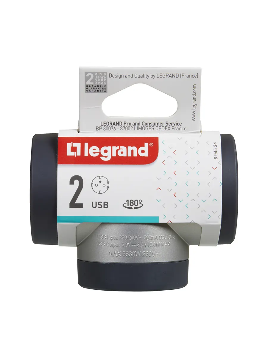 Розеточный блок 3x с USB Legrand LG 694524