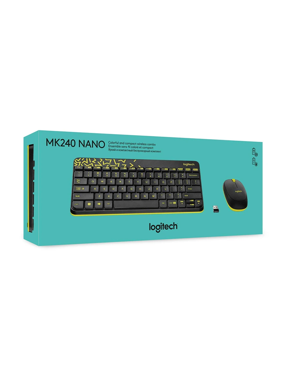 Беспроводная клавиатура и мышь Logitech MK240 Nano чёрный