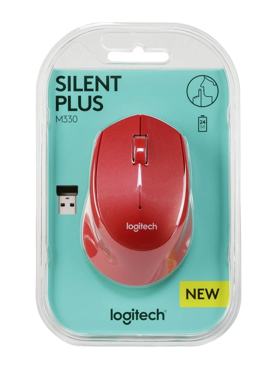 Беспроводная мышь Logitech M330 Silent Plus красный