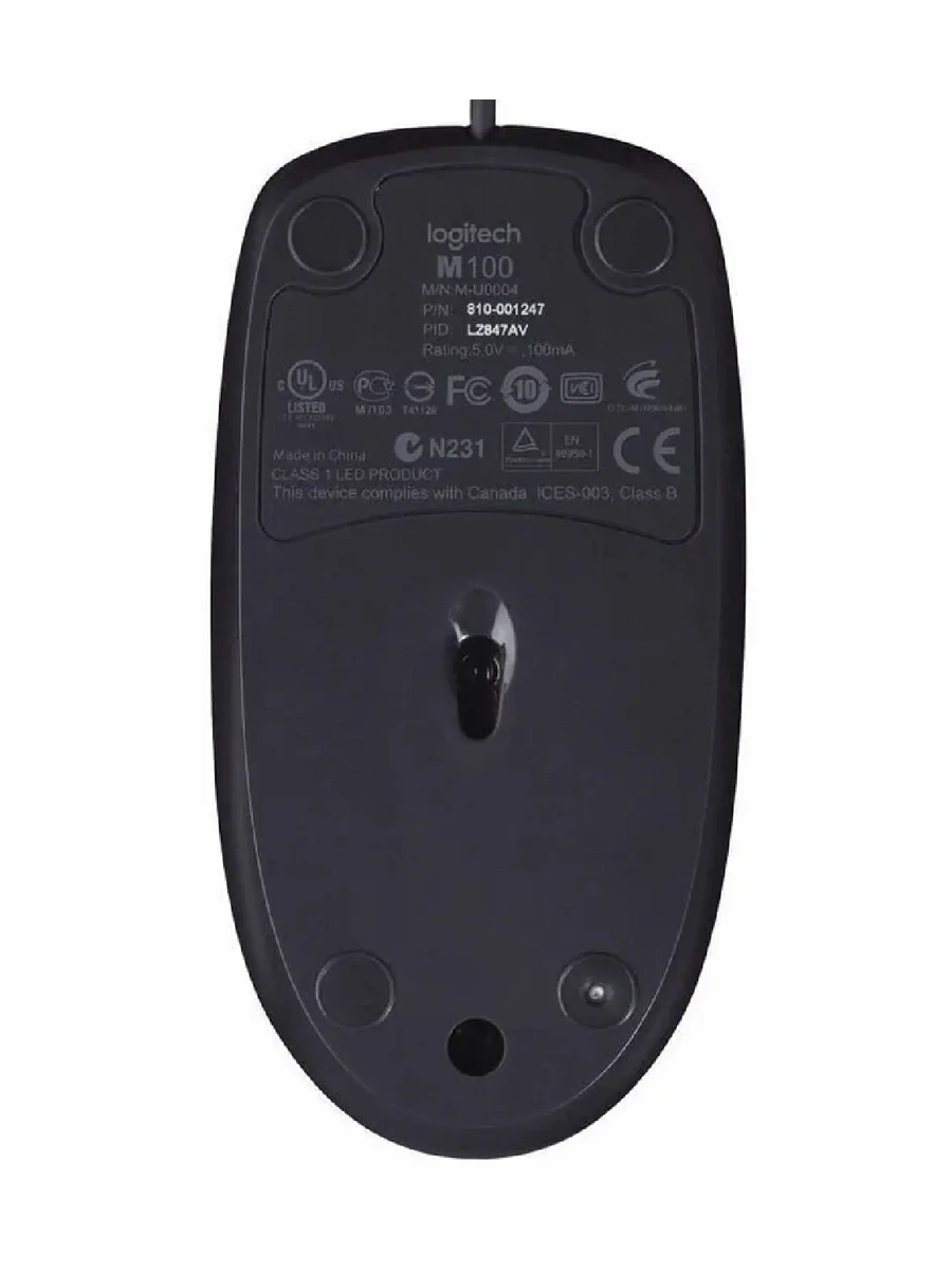 Проводная мышь Logitech M100 чёрный