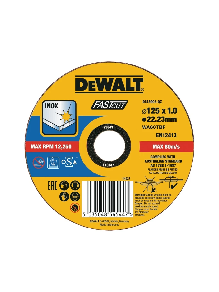 Круг отрезной 125 x 22.2 x 1 мм DeWalt Extreme DT43902-QZ