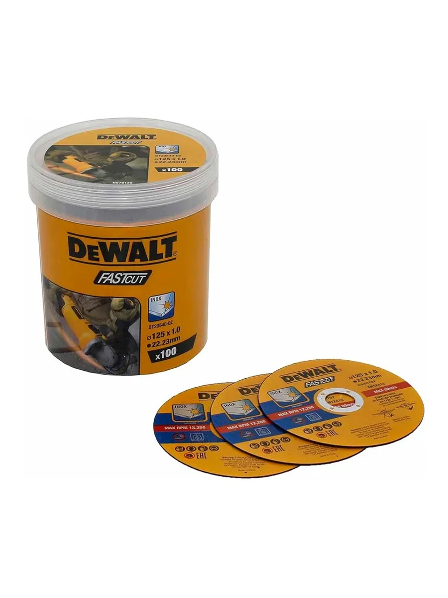 Набор отрезных дисков 125 x 22.2 x 1 мм DeWalt Fastcut DT20540-QZ 100шт