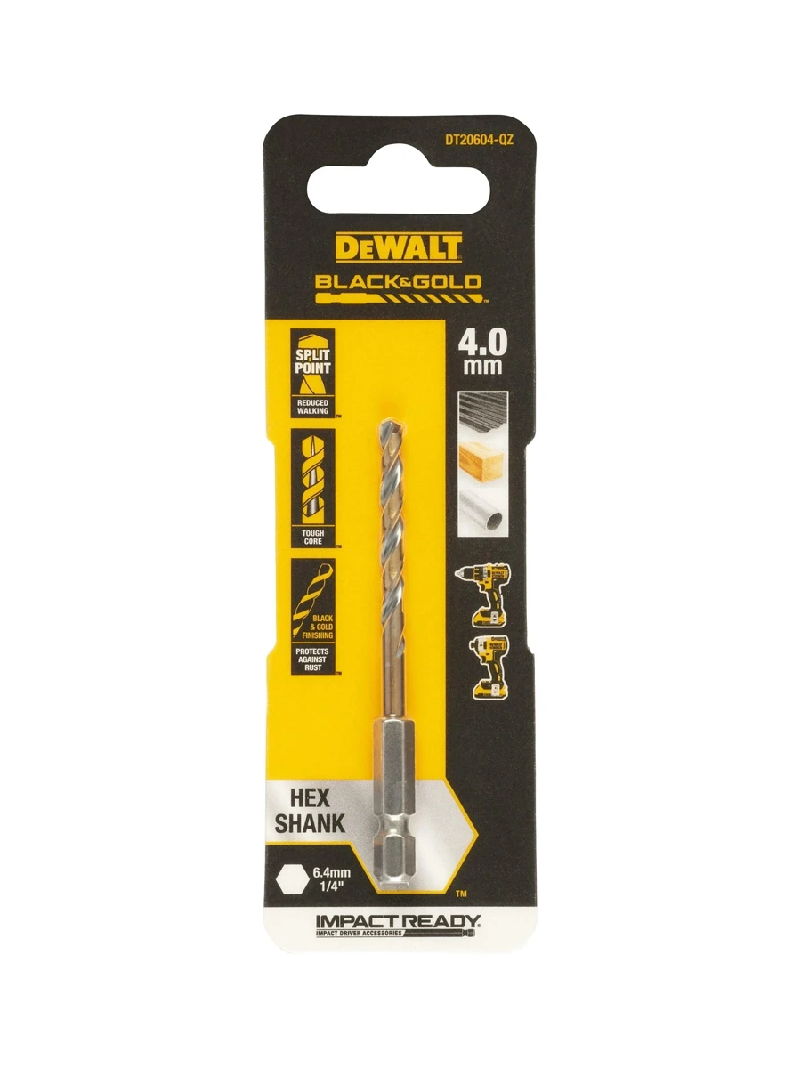 Сверло по металлу 4 х 32 х 80 мм HSS DeWalt "Black & Gold" DT20604-QZ