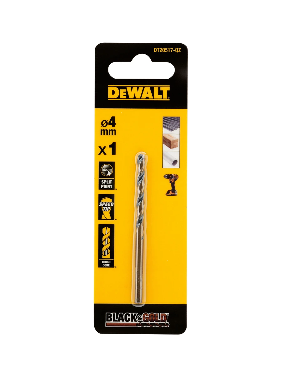 Сверло по металлу 4 х 75 мм HSS-G DeWalt Extreme Black&Gold DT20517-QZ