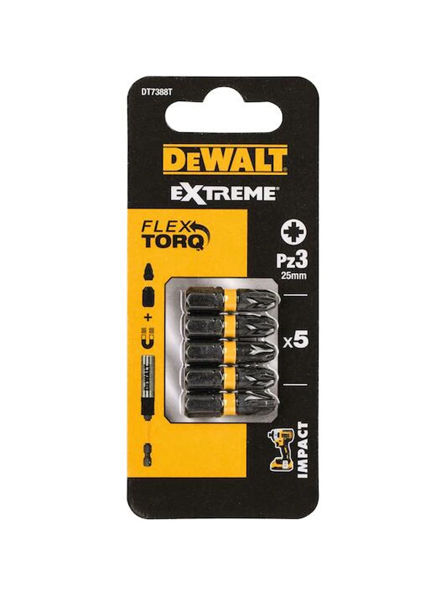 Биты 25мм DeWalt FLEXTORQ PZ3 DT7388T-QZ 5шт