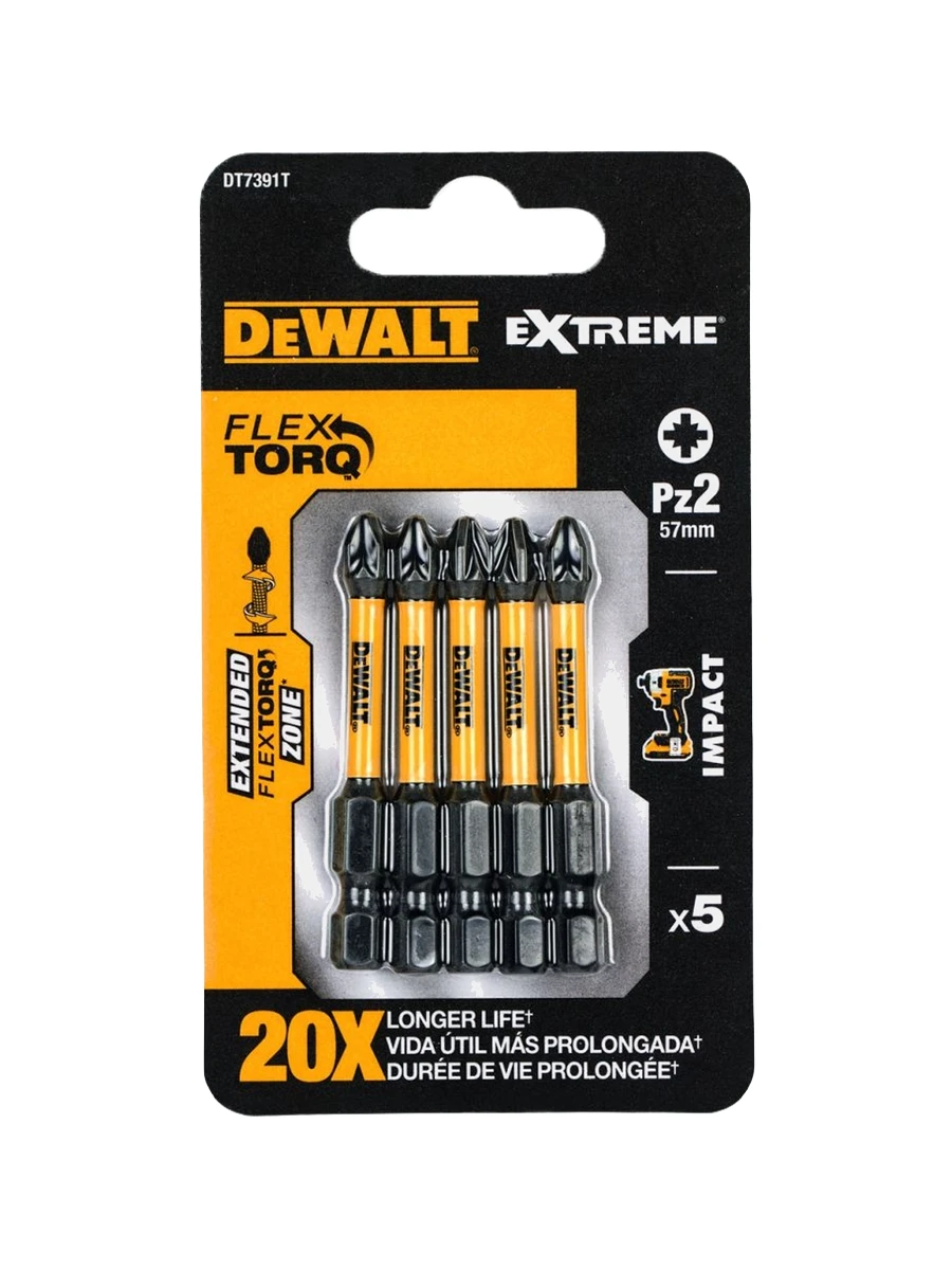 Биты 57мм DeWalt FLEXTORQ PZ2 DT7391T-QZ 5шт