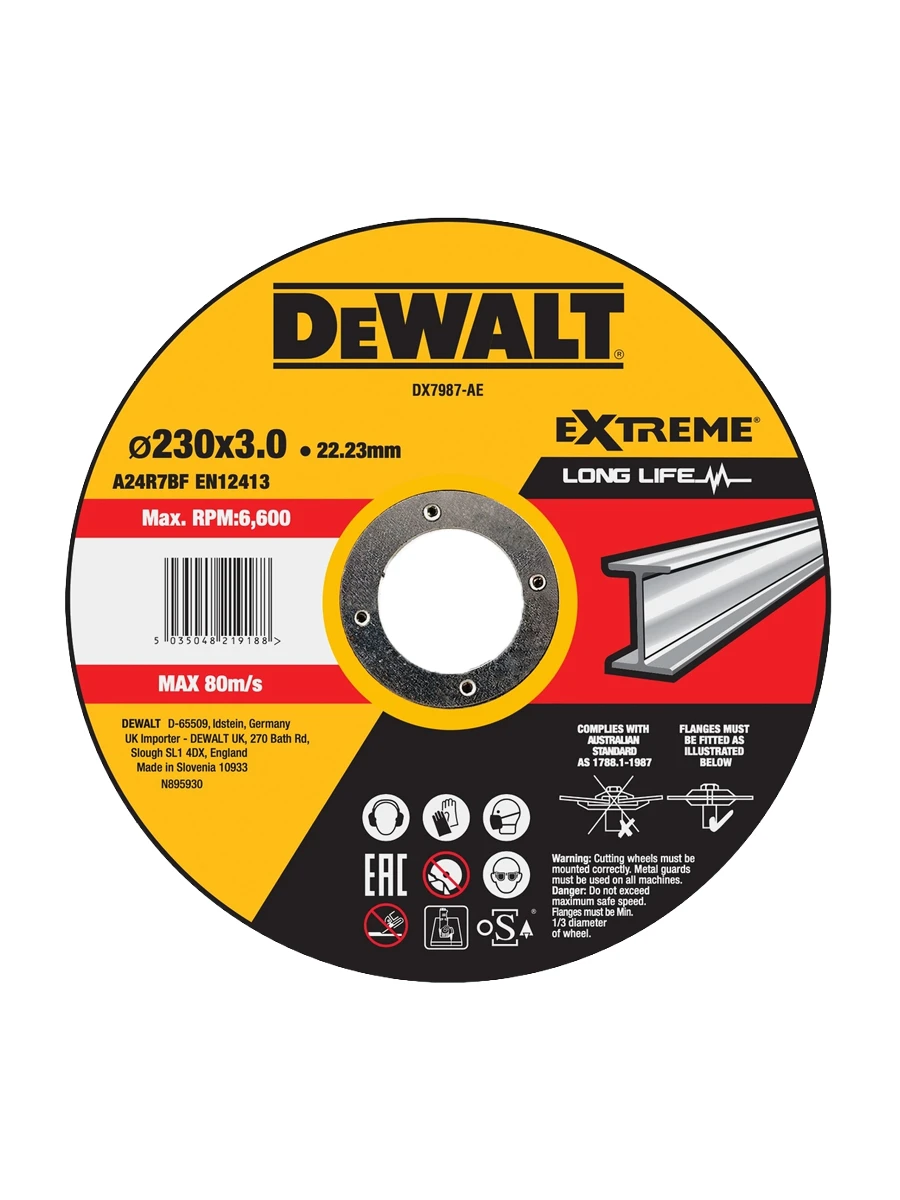 Круг отрезной по металлу 230 х 3 мм DeWalt Extreme DX7987