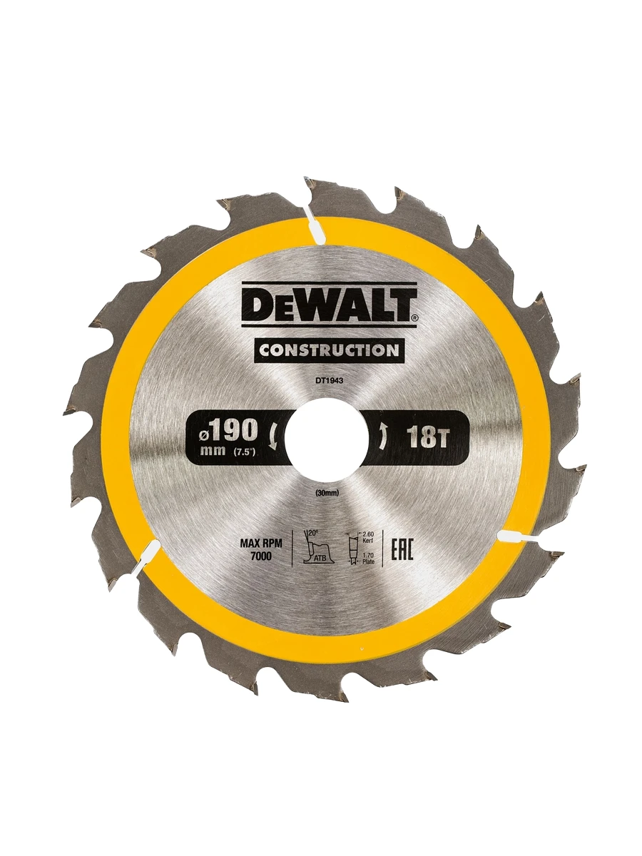 Пильный диск по дереву 190 х 30 мм DeWalt DT1943-QZ