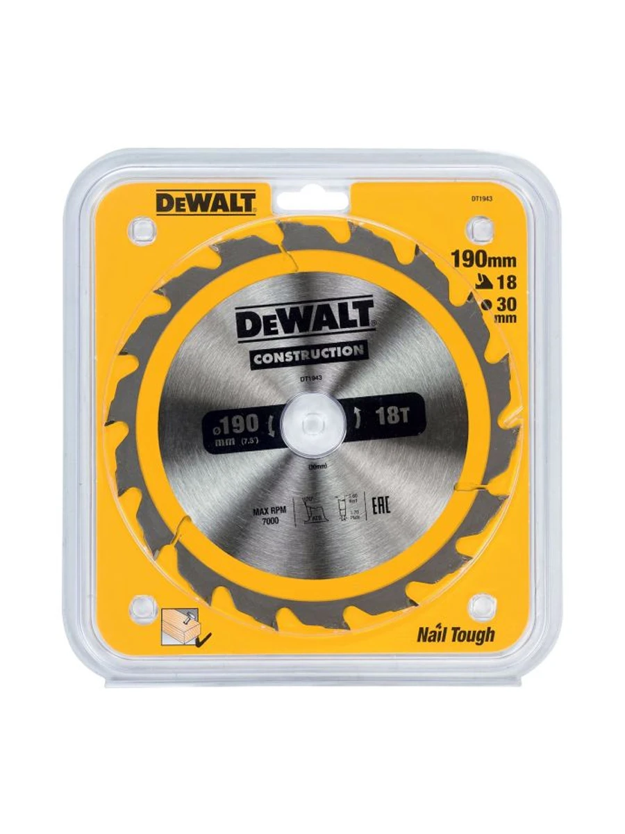 Пильный диск по дереву 190 х 30 мм DeWalt DT1943-QZ