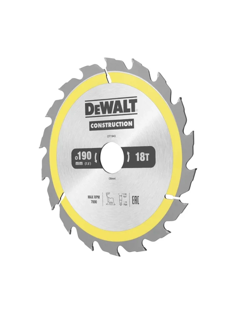 Пильный диск по дереву 190 х 30 мм DeWalt DT1943-QZ