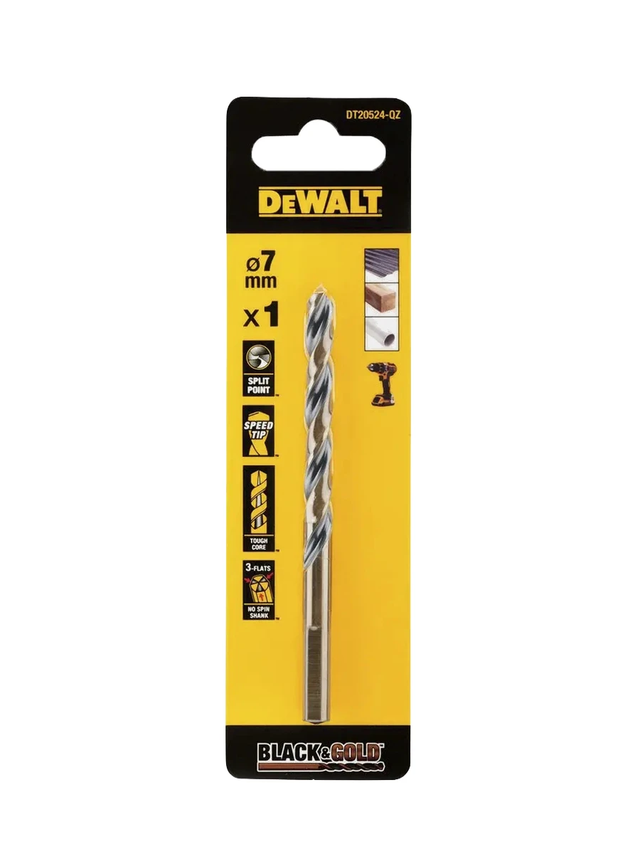 Сверло по металлу 7 мм HSS DeWalt Black&Gold DT20524-QZ