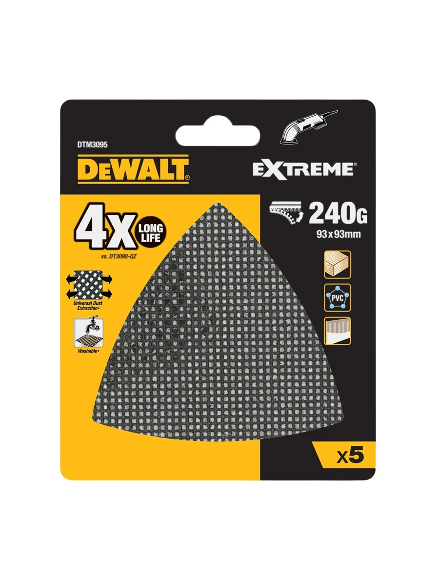 Шлифовальная сетка 93 х 93 мм DeWalt 240G DTM3095-QZ 5шт
