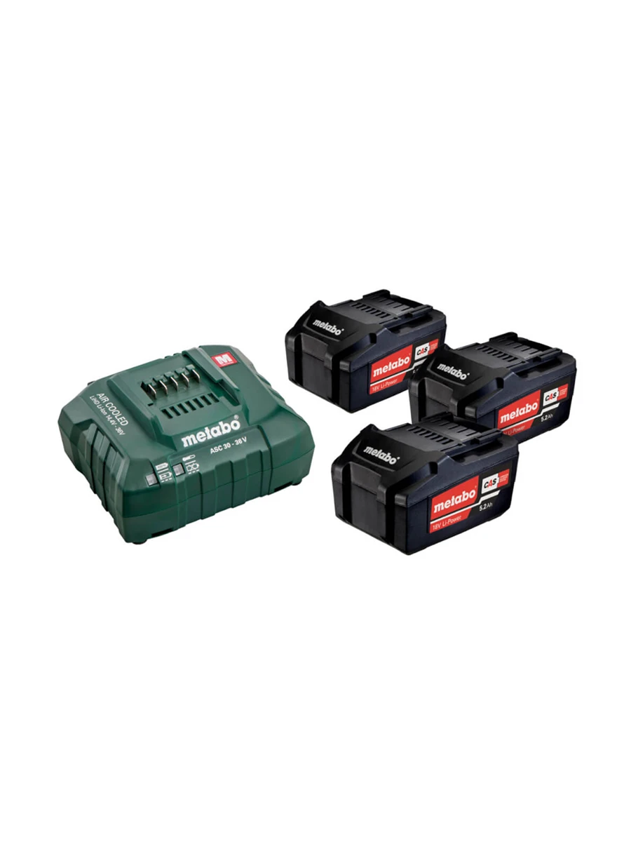 Набор аккумуляторы 5.2Ач 18В 3шт + зарядное устройство Metabo ASC 30-36 Basic-Set 685048000