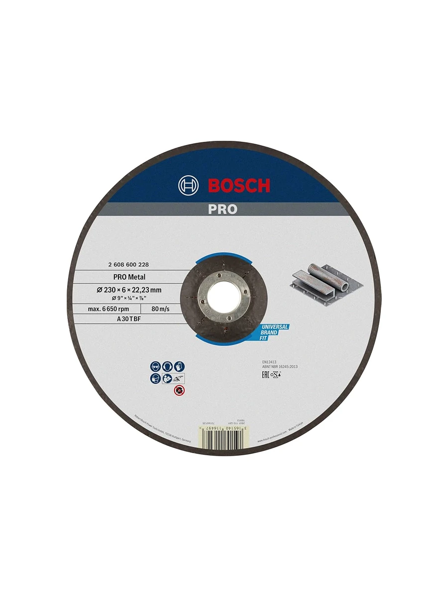 Круг отрезной 230 х 6 х 22.23 мм Bosch Expert for Metal 2608600228