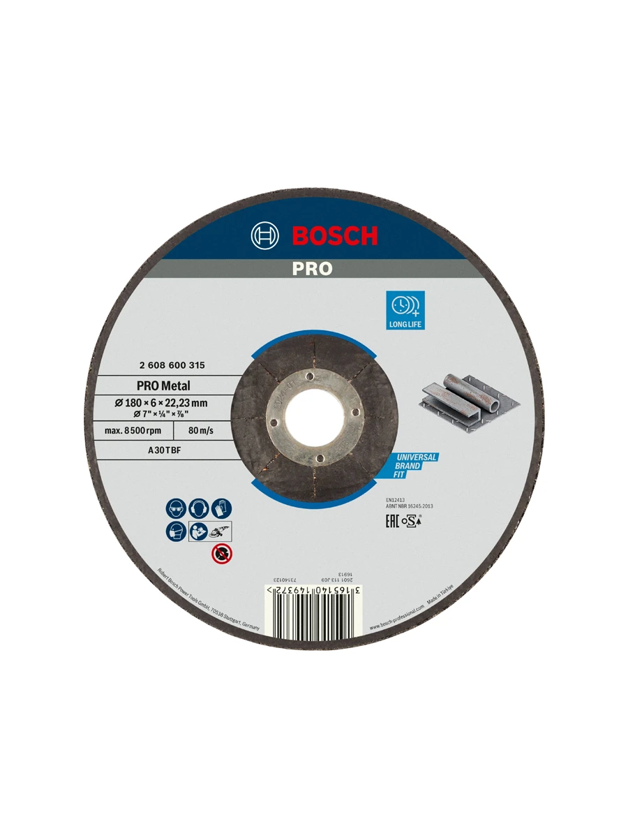 Шлифовальный диск 180 х 6 х 22.2 мм Bosch 2608600315
