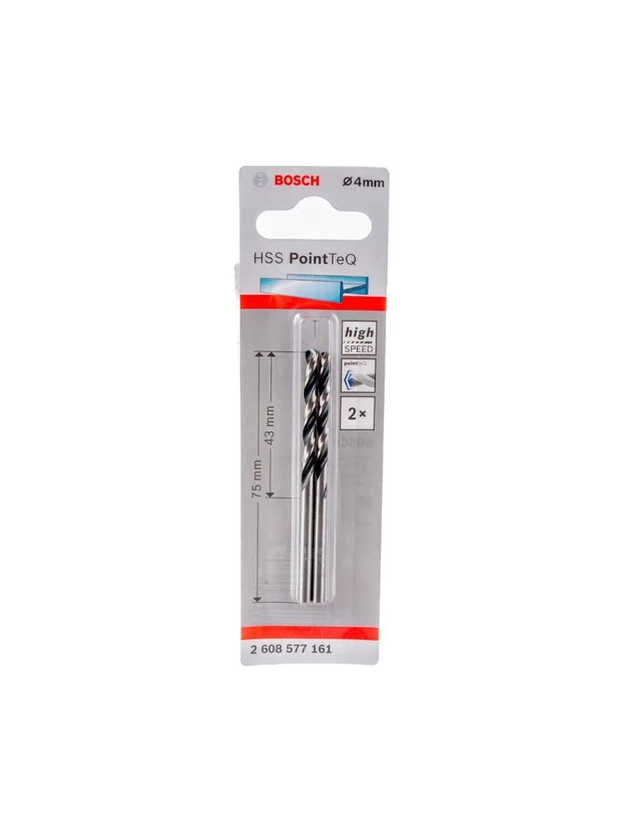 Сверло по металлу 4х43х75 мм HSS Bosch PointTeQ 2608577161 2шт