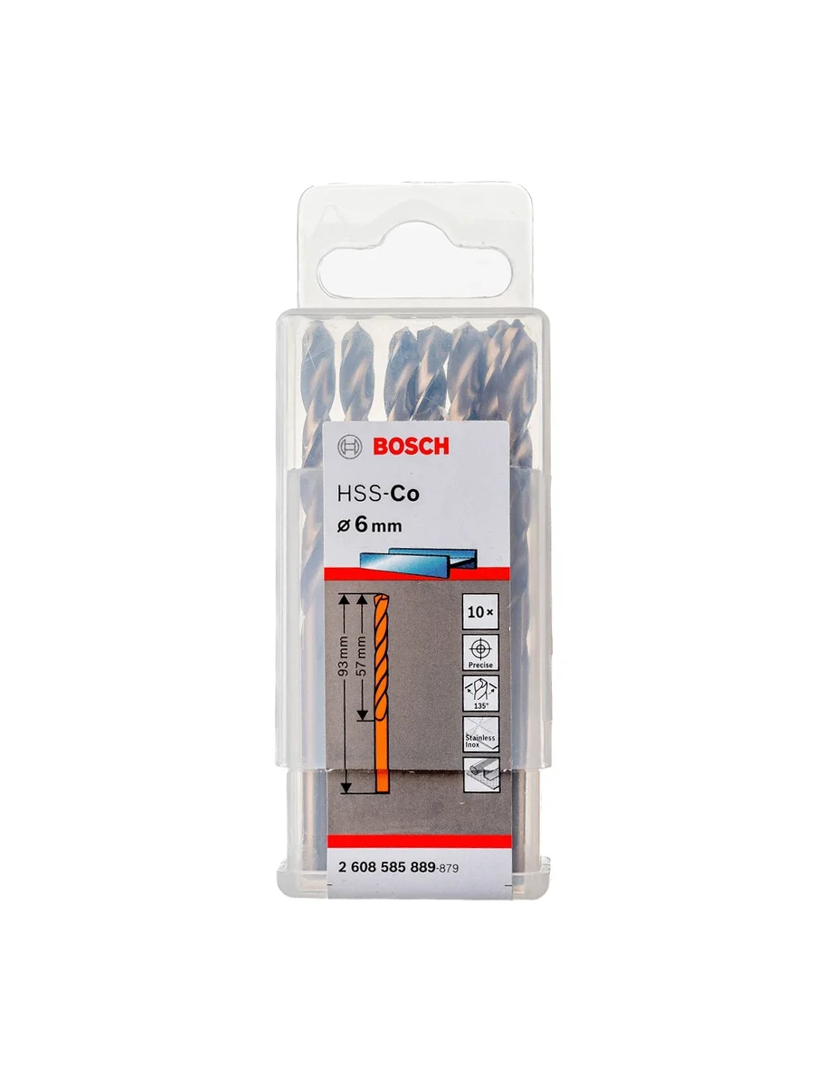 Сверло по металлу 6x93 мм HSS-Co Bosch Standard 2608585889 10шт