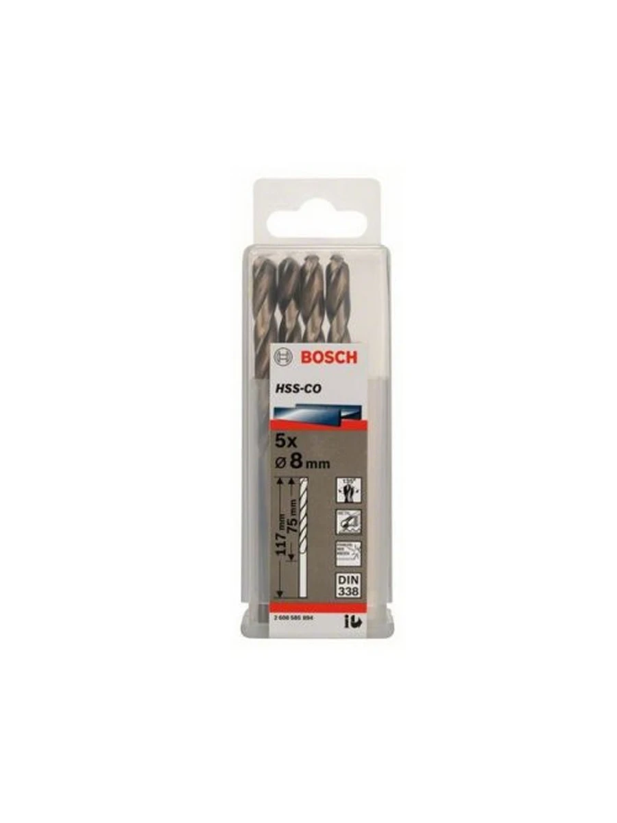 Сверло по металлу 8x117 мм HSS-Co Bosch Standardline 2608585894 5шт