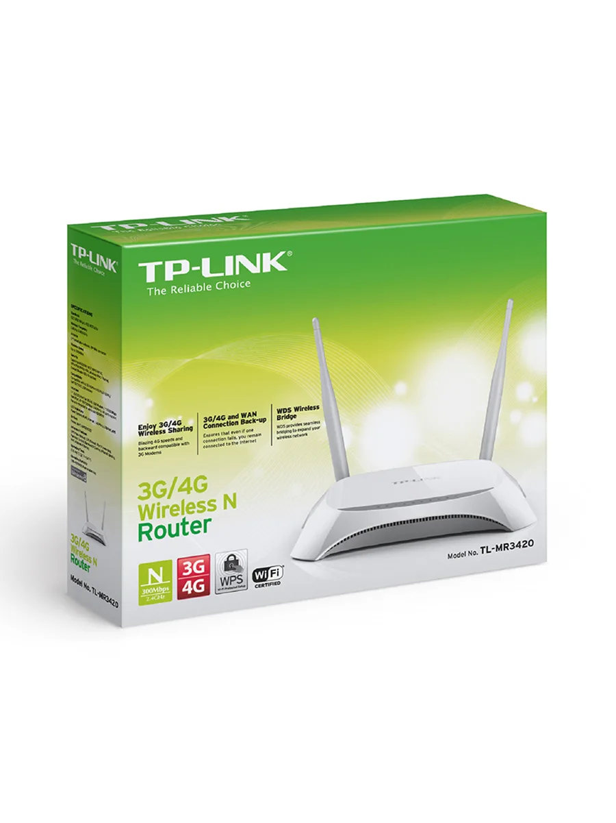 Wi-Fi роутер 2.4 ГГц 300 Мбит/сек TP-Link TL-MR3420 V5 с поддержкой 3G/4G