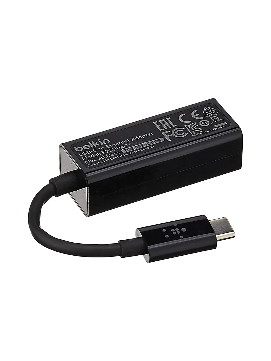 Адаптер USB Type-С - Ethernet Belkin F2CU-040 черный